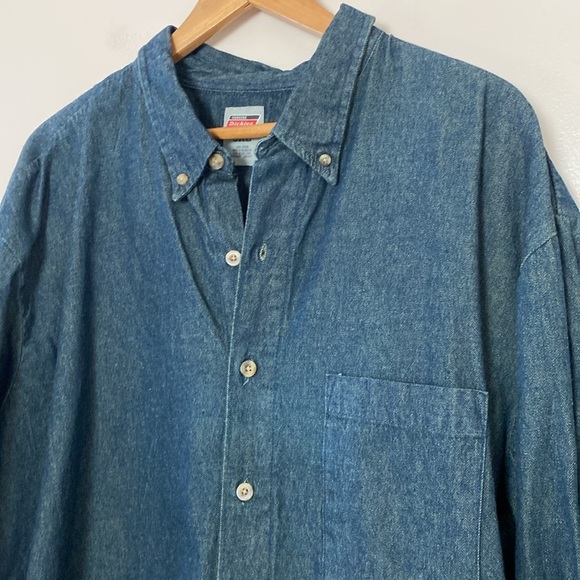 Dickies Denim Shirt Long Sleeve Button Down Cotton Size 3XL - Picture 3 of 10